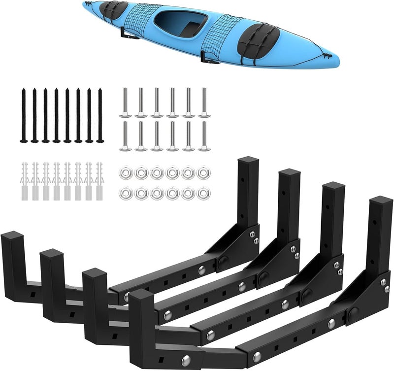 WALMANN Wall Mount Kayak Storage Rack, Kayak Hooks for Garage Wall Hangers for Kayak, Surfboard, Skiis, Snowboard, Paddle Board - Image 1
